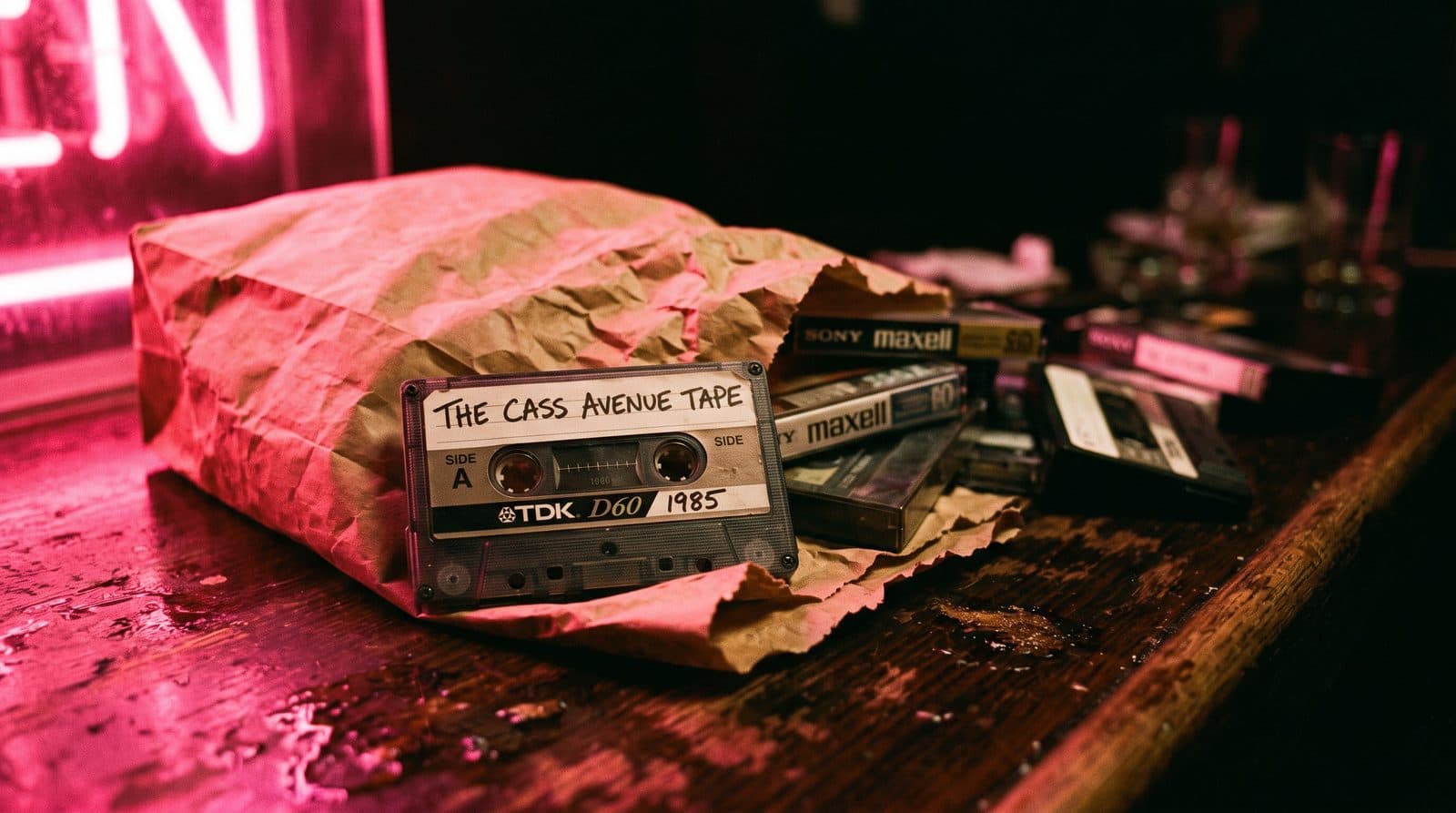 The Cass Avenue Tape in a paper bag