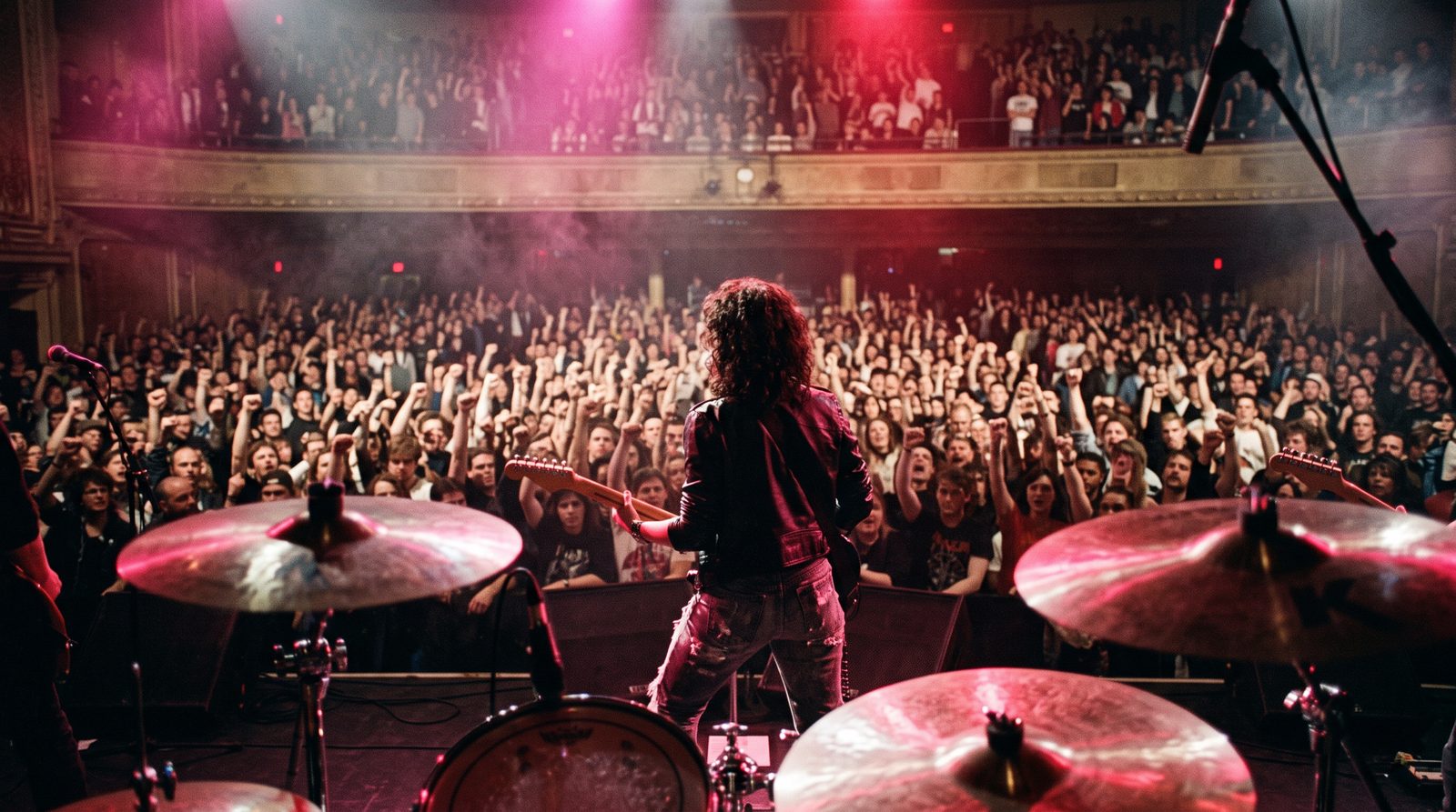A sold-out crowd seen from the stage